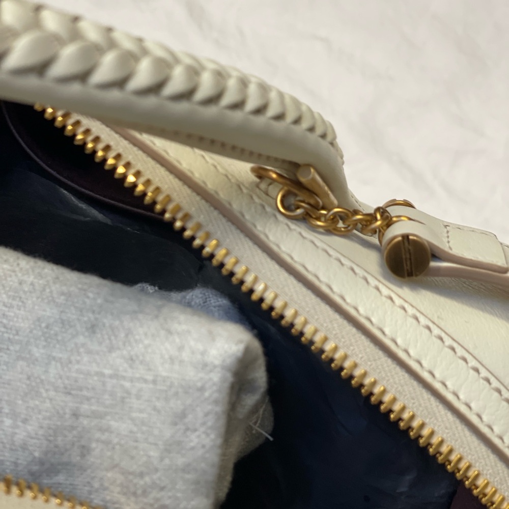 Meltier Cream Leather Satchel with Braided Top Handles - Picture 14 of 16